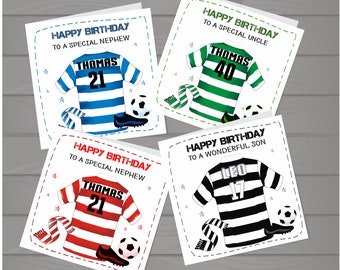 Personalised Football T Shirt, Card, Son Dad Uncle Cousin  Friend Any Age,