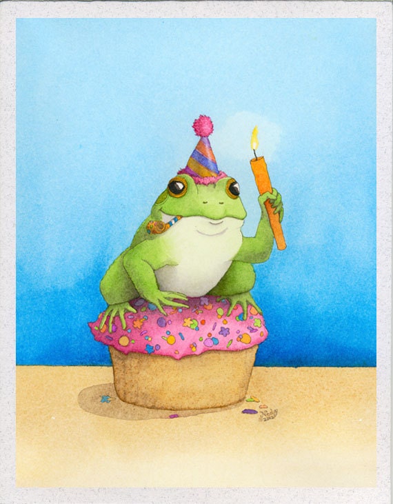 Cupcake Frog Birthday Card | Etsy