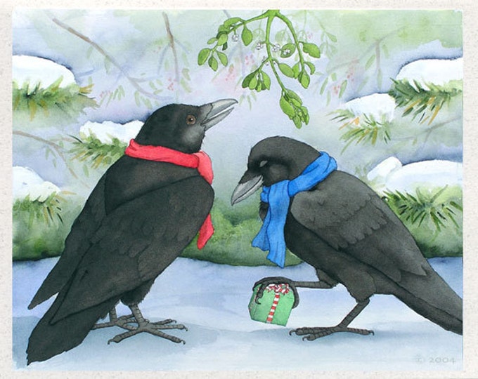Ravens (Under the Mistletoe) Christmas Card