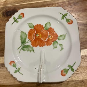 Hand Painted Vintage Toshiro Shoten Lemon Dish with Flowers - Made in Occupied Japan