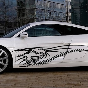 Car Side Decals, Vinyl Vehicle Graphics, Dragon Skeleton, Set of 2