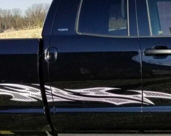 Chrome Grill Flames Decals for Cars & Trucks Set of 2