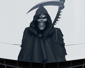 Reaper Skull Graphic Decal: For Truck Tailgate, Hood, Or Window - SUV & Car Vinyl