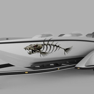 Pack of 2 Skeleton Fish Bones Vinyl Decal Sticker Kayak Fishing Boat Car  Graphics