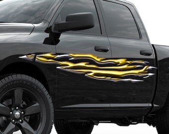 Chrome Flames Truck Accent Decals Set of 2