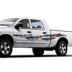 American Flag Metal Rip Decals: USA Car & Truck Vinyl Graphics (Set of 2)