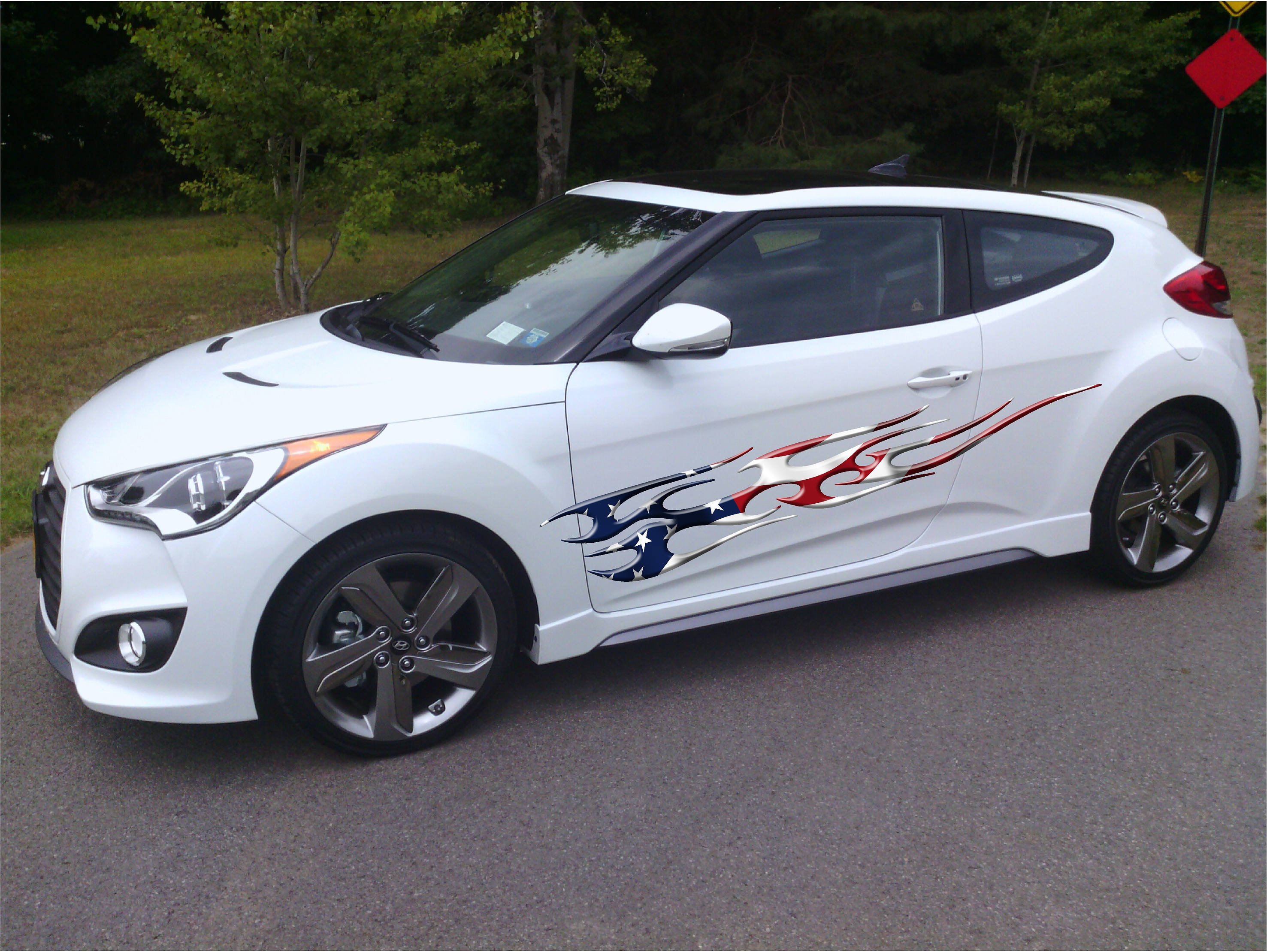 American Flag Flames Car Side Decals kit b744 Etsy