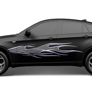 Chrome Flames Vehicle Decals: Car and Truck Graphics, Set of 2