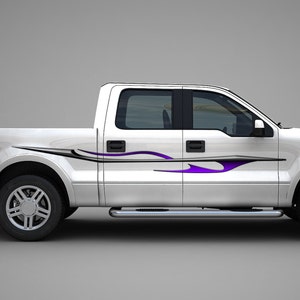 Truck Decal, Large Vinyl Graphic for Vehicles, Dragon Flame, Set of 2