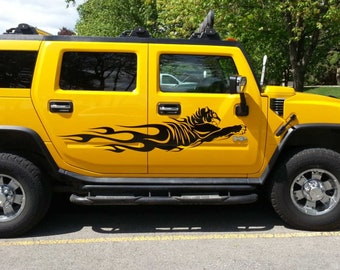 Tiger Flames Truck Decals Set of 2
