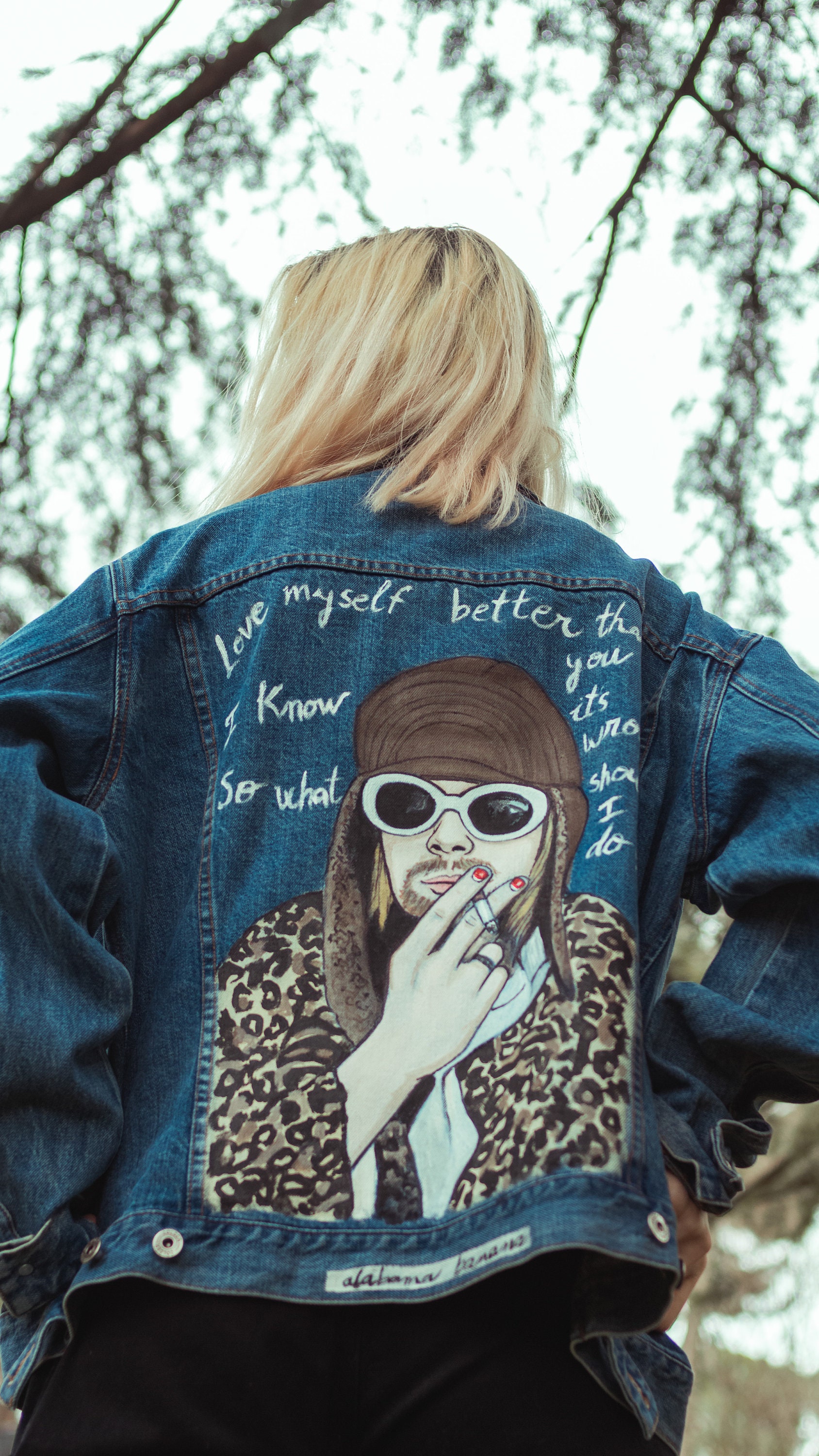 Kurt Cobain Hand Painted Denim Jacket Etsy