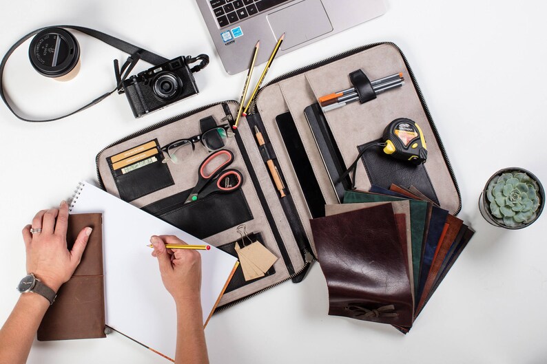 Leather TRAVEL WALLET ORGANIZER Personalized Black xl Etsy