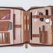 LEATHER ATTACHÉ ORGANIZER Travel Wallet Personalized (tan) A4-size iPad Pro laptop passport holder briefcase document portfolio 