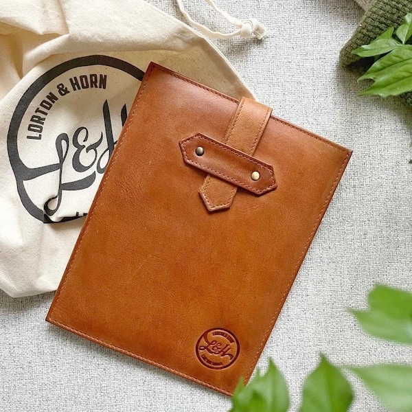 Leather KINDLE CASE Personalized Monogram sleeve cover genuine real brown tan handmade Amazon