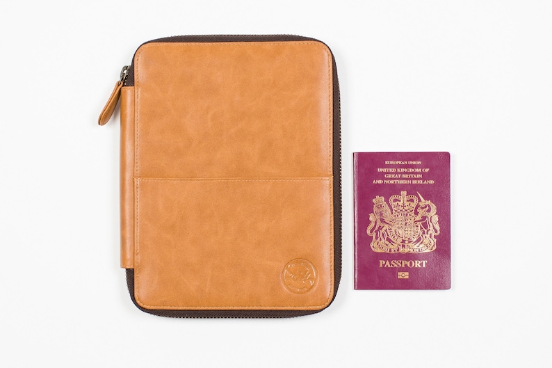 VEGAN LEATHER Travel Wallet Medium Vintage Tan Ipad Mini Etsy UK