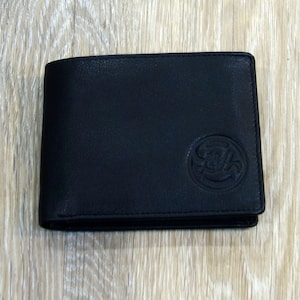 CARTERA PARA HOMBRE CON MONEDERO (NEGRO) - Cartera de cuero para caballero, regalo, aniversario, padrino de boda