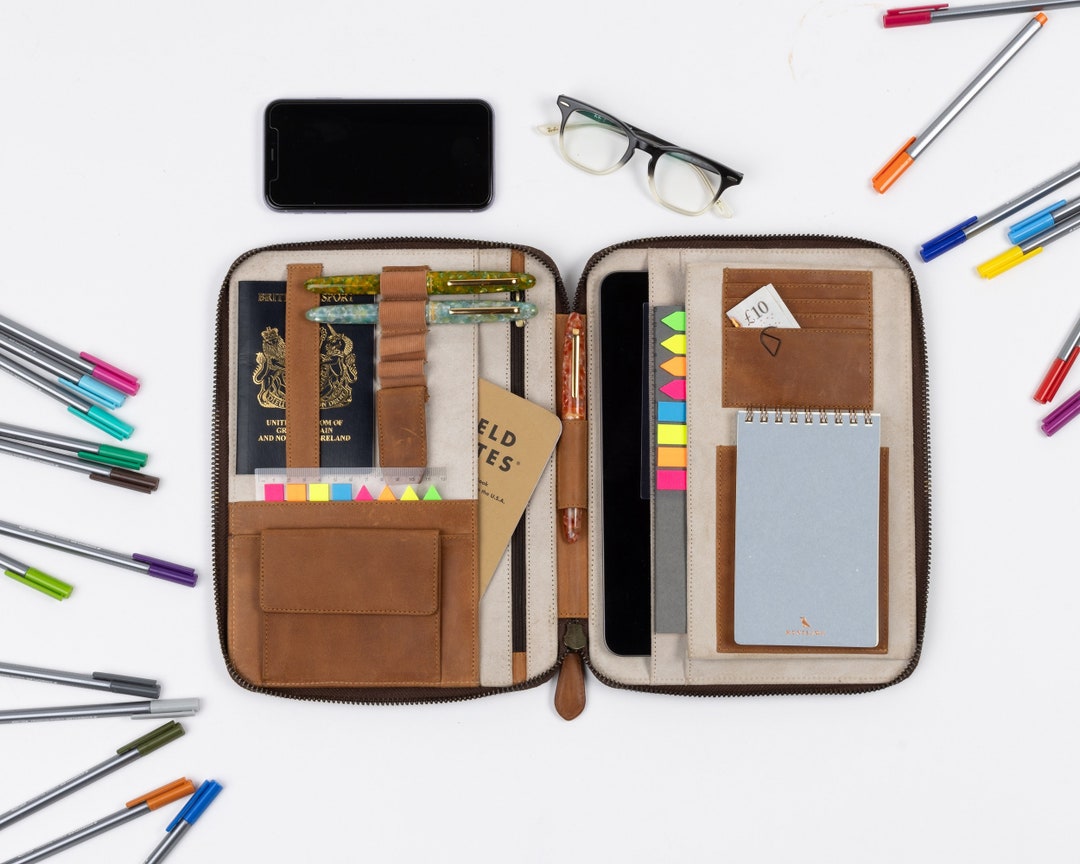 LEATHER FOLIO large Personalized Large Moleskine Notebooks or iPad Air