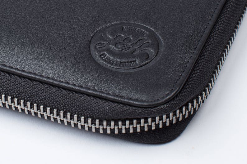 LEATHER TRAVEL WALLET Personalized medium black iPad Mini Etsy