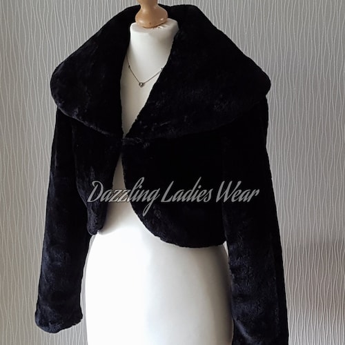 Long Sleeve Faux Fur Wrap Shrug Bolero Bridal Shawl Plush Etsy