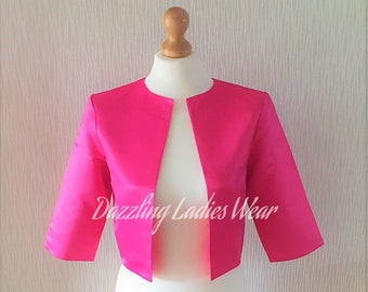 Bolero de satén rosa / encogimiento de hombros / chaqueta recortada / envoltura / chal forrado - Reino Unido 4-26 EE.UU. 1-22 #4 Boda/Formal
