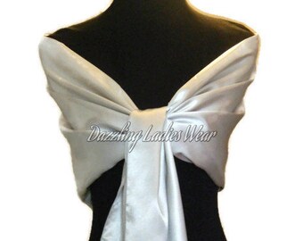 Silber / Grau großer Satin-Schal / Wrap / Stola Bolero / Shrug - Hochzeit/Bridal/Formal