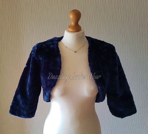 Navy fur bolero jacket sale