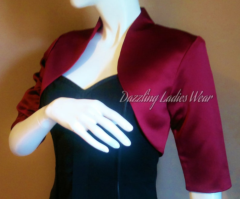 Burgundy/dark Red Satin Bolero / Shrug / Cropped Jacket Fully | Etsy UK