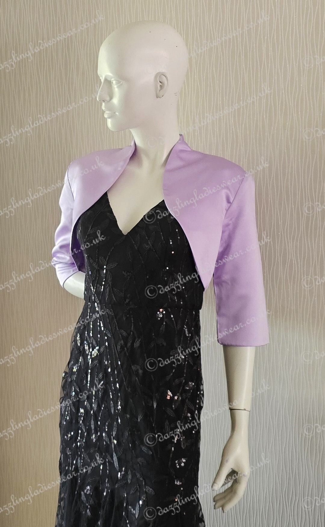 Bolero Jacket Purple Semi-Sheer Embellished Embroidered