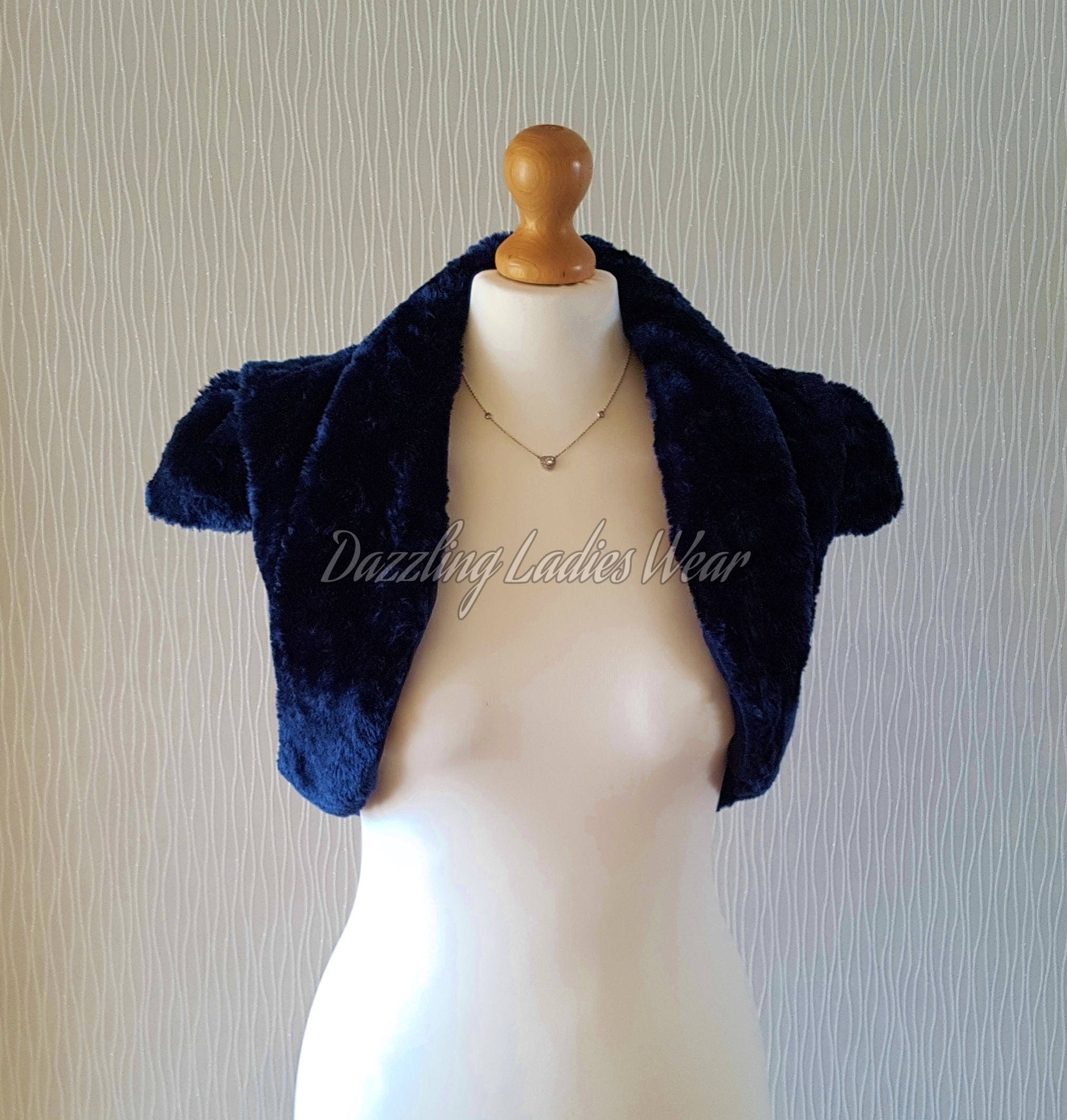 Navy Blue Faux Fur Bolero / Shrug / Jacket / Shawl / Wrap / | Etsy