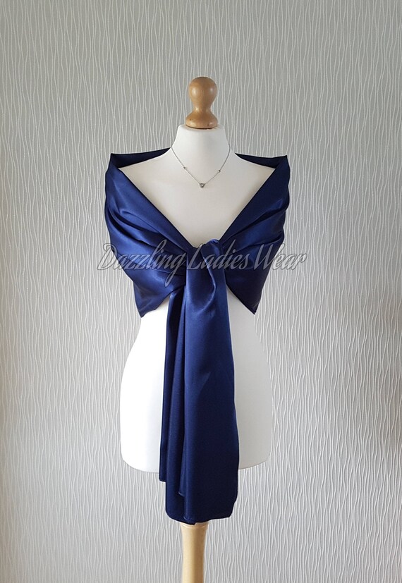 navy blue satin shawl