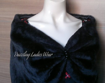 Faux Fur Stole Pearls UK 6-18 / US 2-14 /  Bolero / Shrug / Jacket / Shawl / Wrap / Full Satin Lining Colours available : Black & Ivory