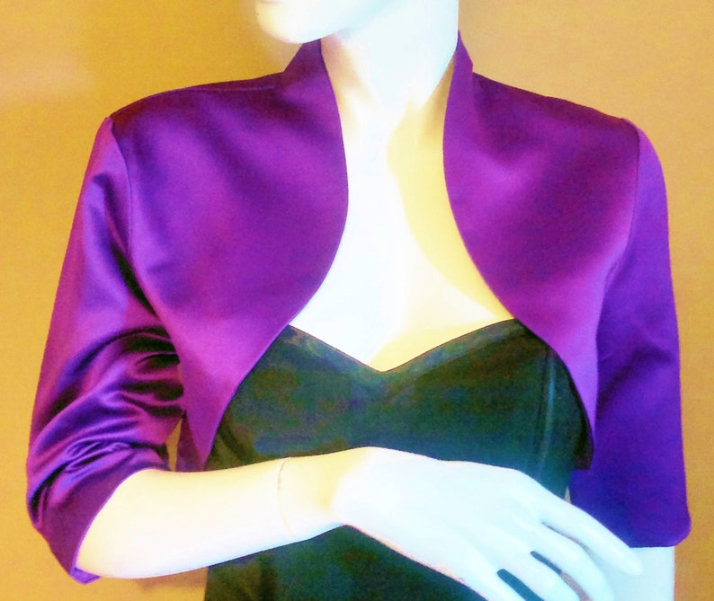 Purple Satin Bolero / Shrug / Cropped Jacket Fully Lined UK Etsy