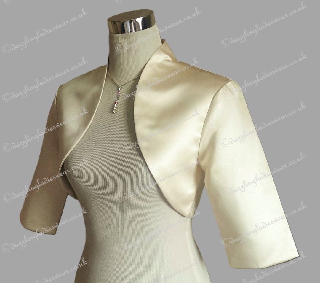 Light Gold Champagne Satin Bolero Fully Lined UK 2 24 US 0 20 Shrug cropped Jacket wrap shawl stole tippet Etsy Canada