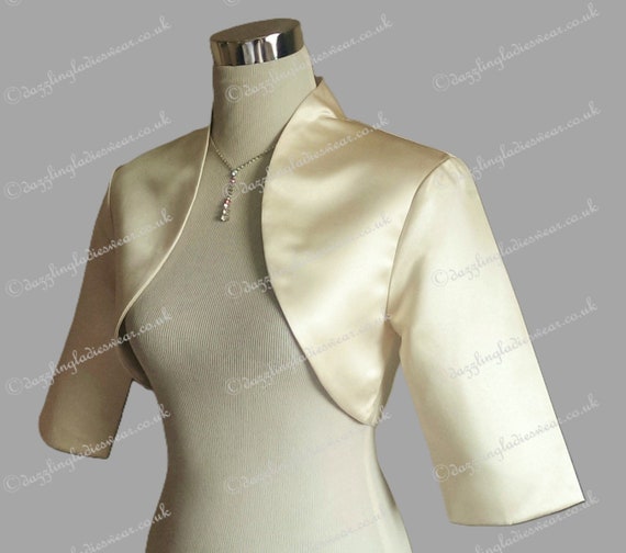 Champagne satin bolero jacket deals