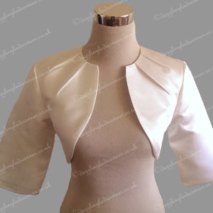 Ivory Satin Bolero Fully Lined - UK 2-24/US 0-20 Shrug/Cropped Jacket/Wrap/Shawl wedding/formal