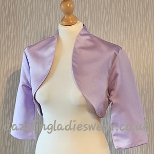 Lilac / Purple Satin Bolero / Shrug / Cropped Jacket Fully Lined UK 4-26/US 1-22 3/4 Sleeves Formal/Wedding/Bridal 1 zdjęcie 5
