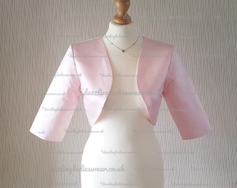Baby Pink Satin Bolero Fully Lined UK 4-26/US 1-22 Shrug/cropped