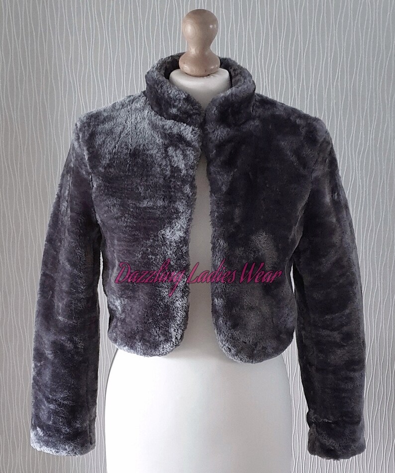 Dark Grey Long Sleeved Faux Fur Bolero / Shrug / Jacket / - Etsy