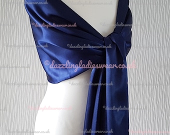 Navy blue satin shawl Large Satin Shawl / Wrap / Stole / Bolero / Shrug  - Wedding/Bridal/Formal