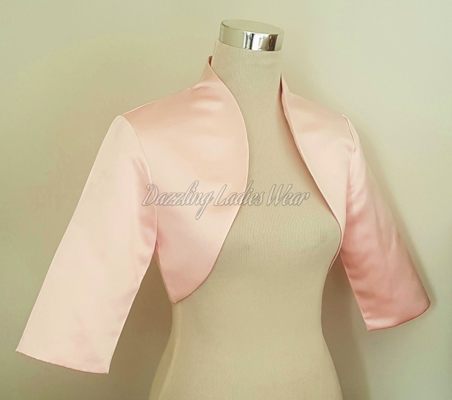 Blush/light Pink Satin Bolero / Shrug / Cropped Jacket Fully Etsy UK