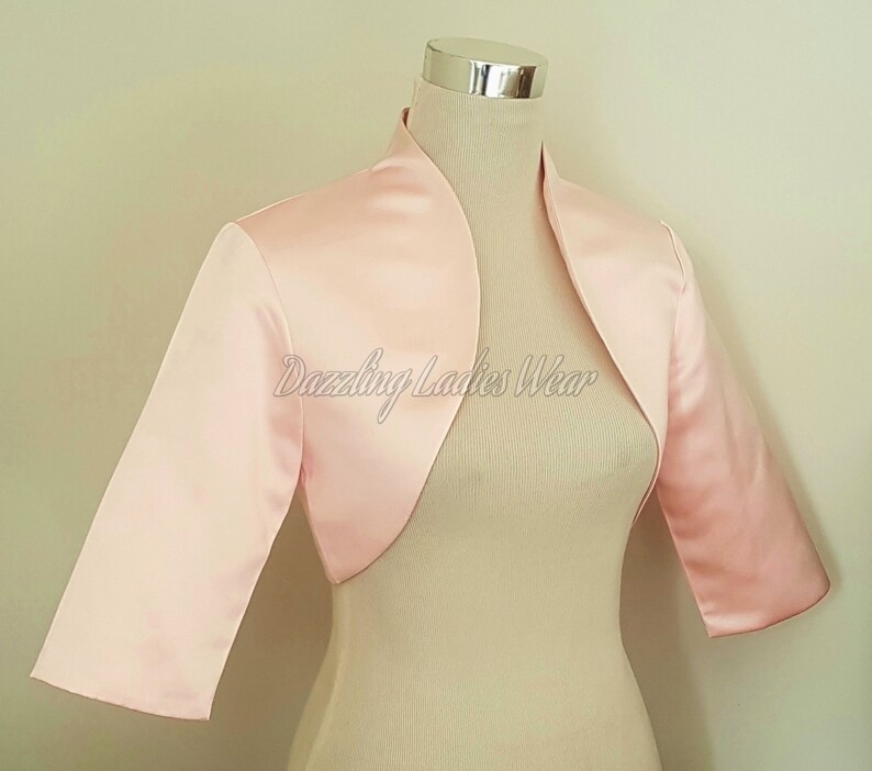 Light Pink Satin Bolero / Shrug / Cropped Jacket Fully Lined Etsy UK