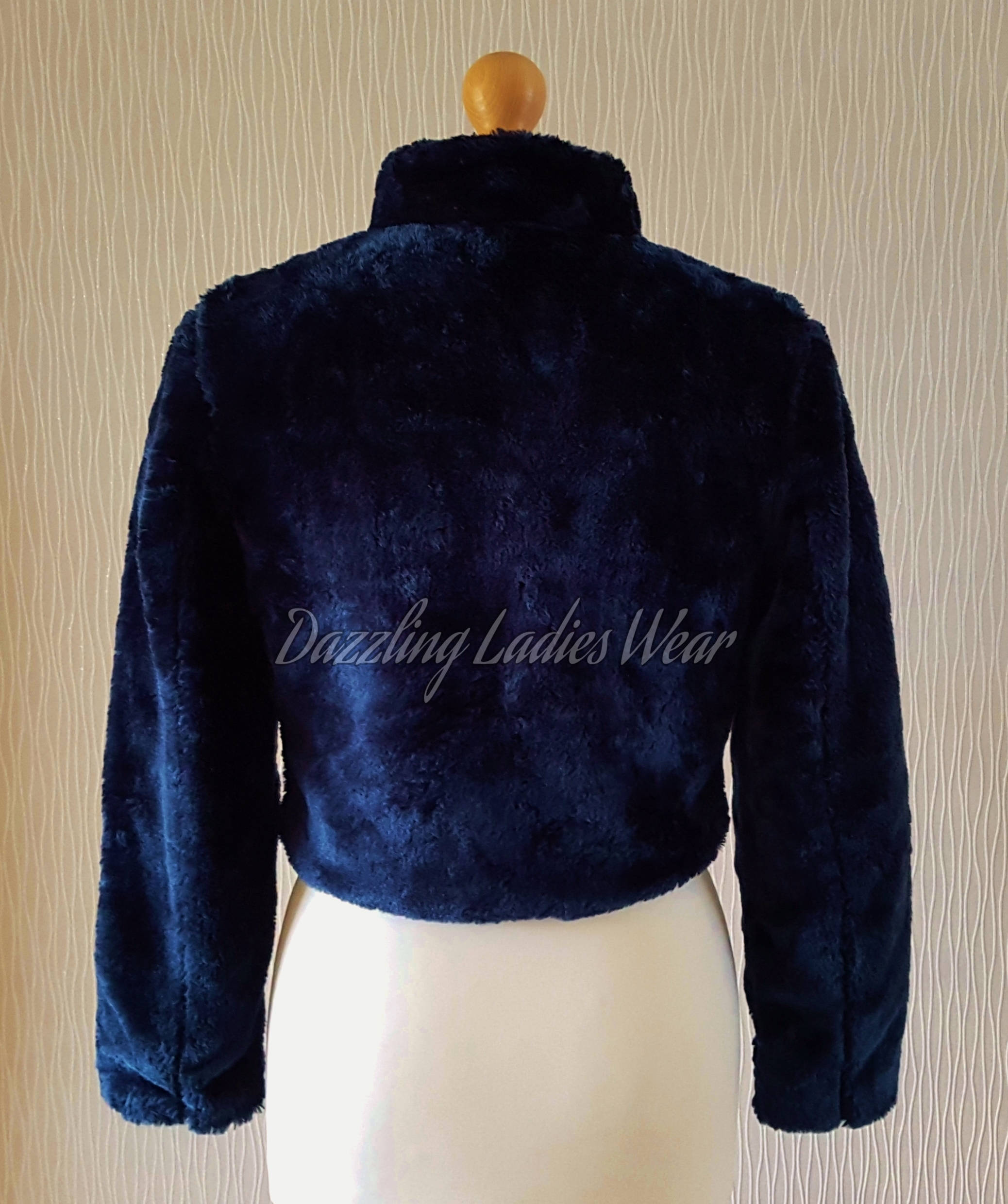 Navy Blue Long Sleeved Faux Fur Bolero / Shrug / Jacket / - Etsy UK