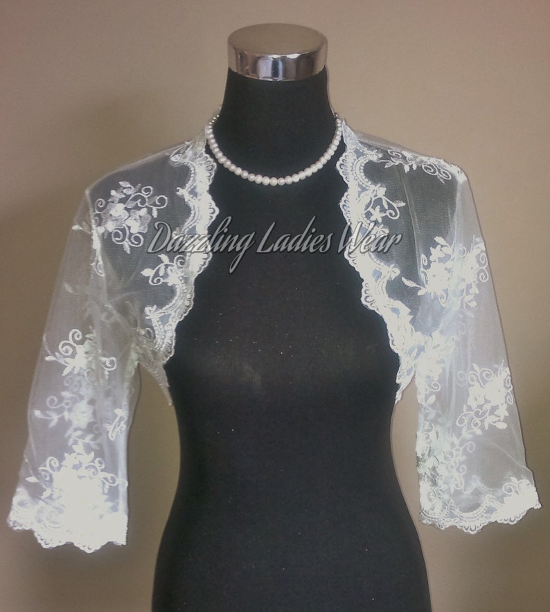 Embroidered Floral Lace Bolero 3/4 Sleeves / Shrug / Wedding Etsy
