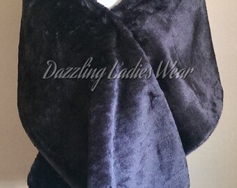 Soft Faux Fur Shawl / Wrap / Stole / Bolero / Shrug - Satin Lining Colours available : Ivory, Black - Wedding/Bridal/Formal