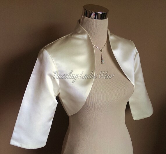 Raspberry Pink Satin Bolero//Shrug//Jacket//Stole//Shawl//Wrap 3//4 Sleeve Lined //////