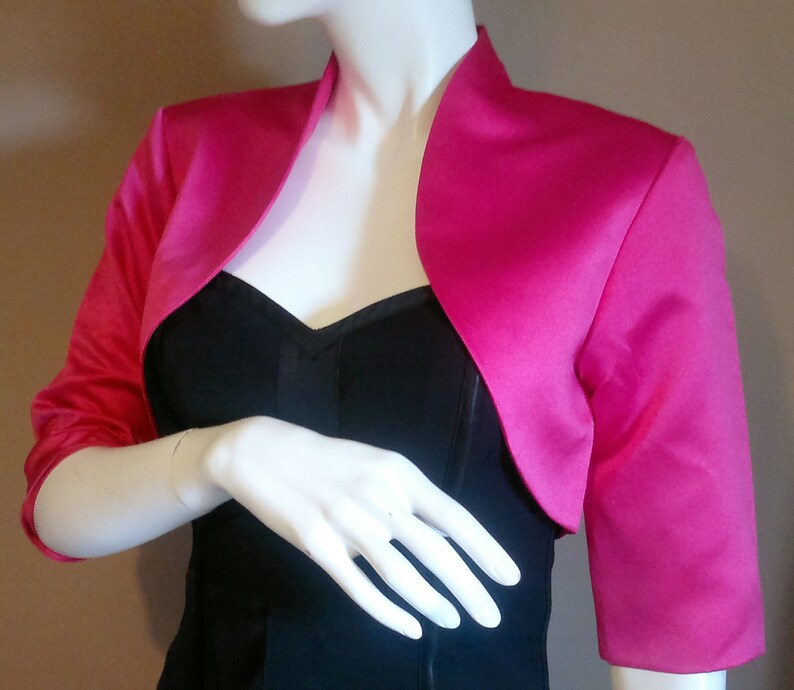 Pink Satin Bolero / Shrug / Cropped Jacket Fully Lined UK Etsy