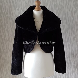 Black Long Sleeved Faux Fur Bolero Large Collar / Shrug / | Etsy