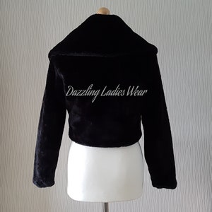 Black Long Sleeved Faux Fur Bolero Large Collar / Shrug / Jacket ...