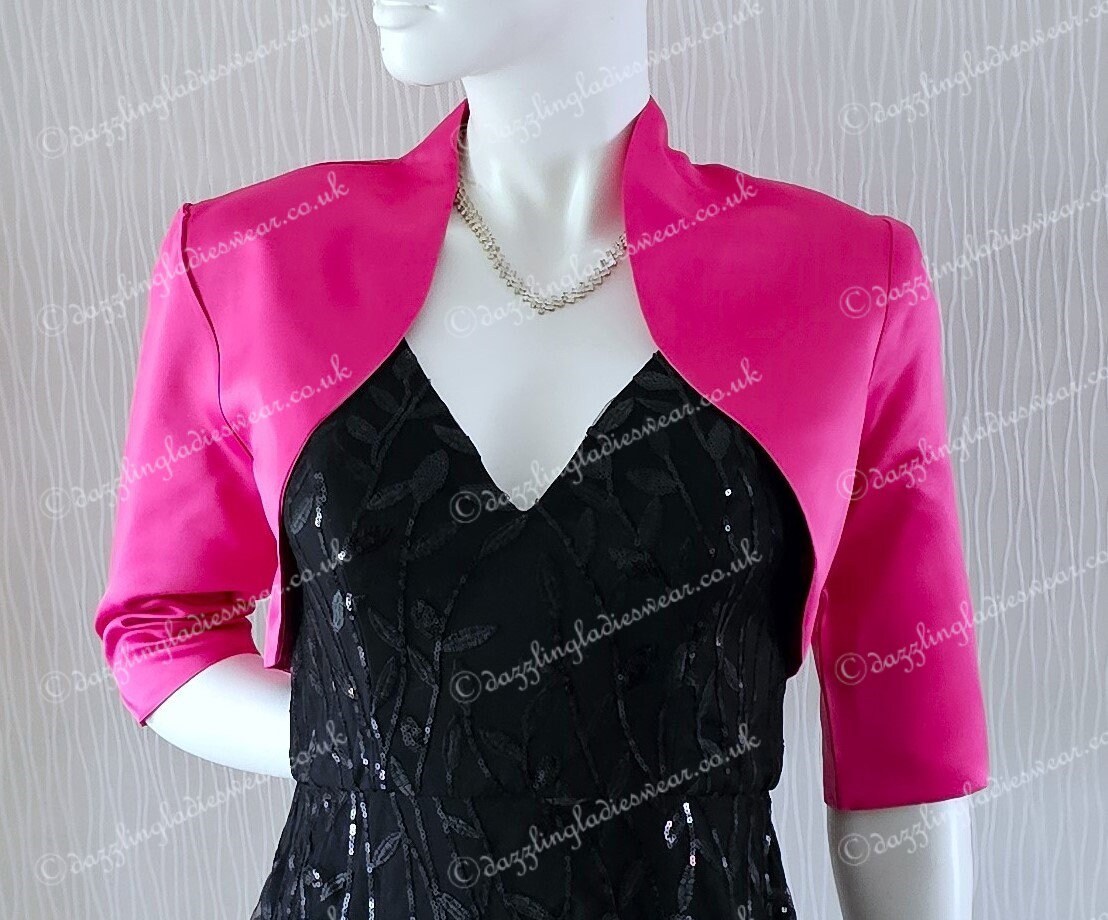 Pink Satin Bolero / Shrug / Cropped Jacket Fully Lined - UK 2-24