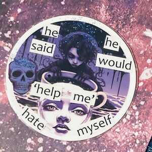 Dark Poetry magnet ~ lines from the book ‘Fade Out, smile’ by CRK ~ mini magnet ~ karmic lessons in self worth